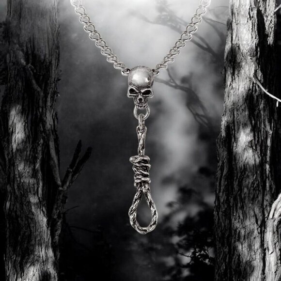 Alchemy Gothic Skull Noose Necklace – Antiqued Pewter Pendant on 18" Chain | NWT - Picture 1 of 3